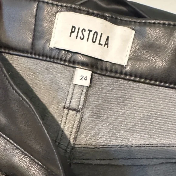 PISTOLA Black faux Leather pants Size 24 - Picture 8 of 11